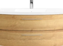 Saphir Badmöbel-Set »Cassca Sprint 2-teilig Mineralmarmor-Waschtisch mit LED-Spiegelschrank« 2 Stk. tlg.