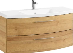 Saphir Badmöbel-Set »Cassca Sprint 2-teilig Mineralmarmor-Waschtisch mit LED-Spiegelschrank« 2 Stk. tlg.