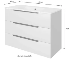 Saphir Badmöbel-Set »Mineralmarmor-Waschtisch mit Waschtischunterschrank« 2 Stk. tlg.