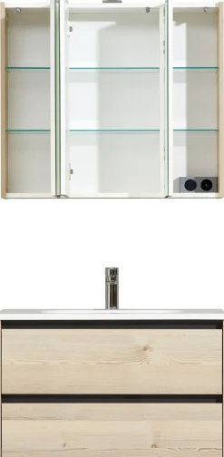 Saphir Badmöbel-Set »Mineralmarmor-Waschisch, Waschtischunterschrank und Spiegelschrank« 3 Stk. tlg.