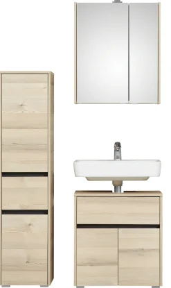 Saphir Badmöbel-Set »Mineralmarmor-Waschisch, Waschtischunterschrank und Spiegelschrank« Komplett-Set, 3 Stk. tlg.