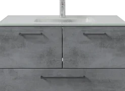 Saphir Badmöbel-Set »Quickset 945 Glas-Waschtisch mit Unterschrank, 99 cm breit, Waschplatz« 1 Stk. tlg.