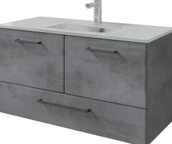 Saphir Badmöbel-Set »Quickset 945 Glas-Waschtisch mit Unterschrank, 99 cm breit, Waschplatz« 1 Stk. tlg.