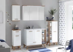 Saphir Badmöbel-Set »Quickset Mineralmarmor-Waschtisch mit LED-Spiegelschrank« 6 Stk. tlg.