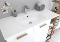 Saphir Badmöbel-Set »Quickset Mineralmarmor-Waschtisch mit LED-Spiegelschrank« 6 Stk. tlg.