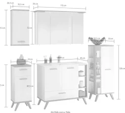 Saphir Badmöbel-Set »Quickset Mineralmarmor-Waschtisch mit LED-Spiegelschrank« 6 Stk. tlg.