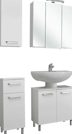 Saphir Badmöbel-Set »Quickset 4-teilig, Waschbeckenunterschrank mit LED-Spiegelschrank« 4 Stk. tlg.