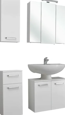 Saphir Badmöbel-Set »Quickset 4-teilig, Waschbeckenunterschrank mit LED-Spiegelschrank« 4 Stk. tlg.
