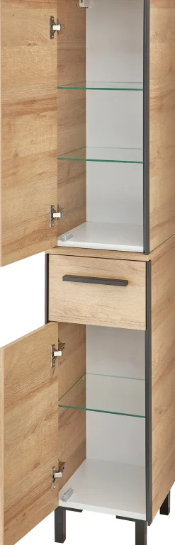 Saphir Badmöbel-Set »Quickset 395 3-teilig, Waschbeckenunterschrank mit LED-Spiegelschrank« 4 Stk. tlg.