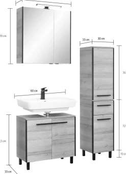 Saphir Badmöbel-Set »Quickset 395 3-teilig, Waschbeckenunterschrank mit LED-Spiegelschrank« 4 Stk. tlg.