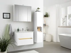 Saphir Badmöbel-Set »Quickset 3-teilig, Keramik-Waschtisch und LED-Spiegelschrank« 5 Stk. tlg.
