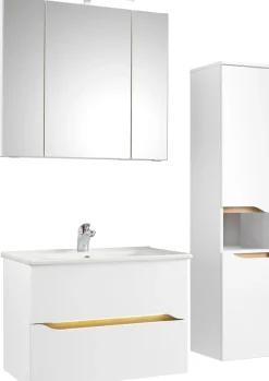 Saphir Badmöbel-Set »Quickset 3-teilig, Keramik-Waschtisch und LED-Spiegelschrank« 5 Stk. tlg.