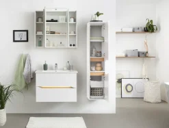 Saphir Badmöbel-Set »Quickset 3-teilig, Keramik-Waschtisch und LED-Spiegelschrank« 5 Stk. tlg.