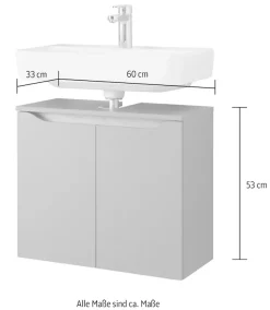 Saphir Badmöbel-Set »Quickset 3-teilig, Waschbeckenunterschrank mit LED-Spiegel« 3 Stk. tlg.