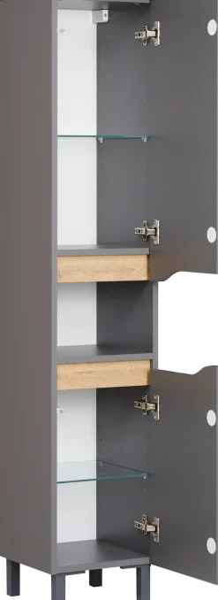 Saphir Badmöbel-Set »Quickset 3-teilig, Waschbeckenunterschrank mit LED-Spiegel« 3 Stk. tlg.