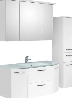 Saphir Badmöbel-Set »Quickset 326, 4-teilig, mit Glaswaschtisch« 4 Stk. tlg.