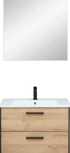 Saphir Badmöbel-Set »Quickset 395 2-teilig, Keramik-Waschtisch mit LED-Spiegel, 75 cm breit« 2 Stk. tlg.