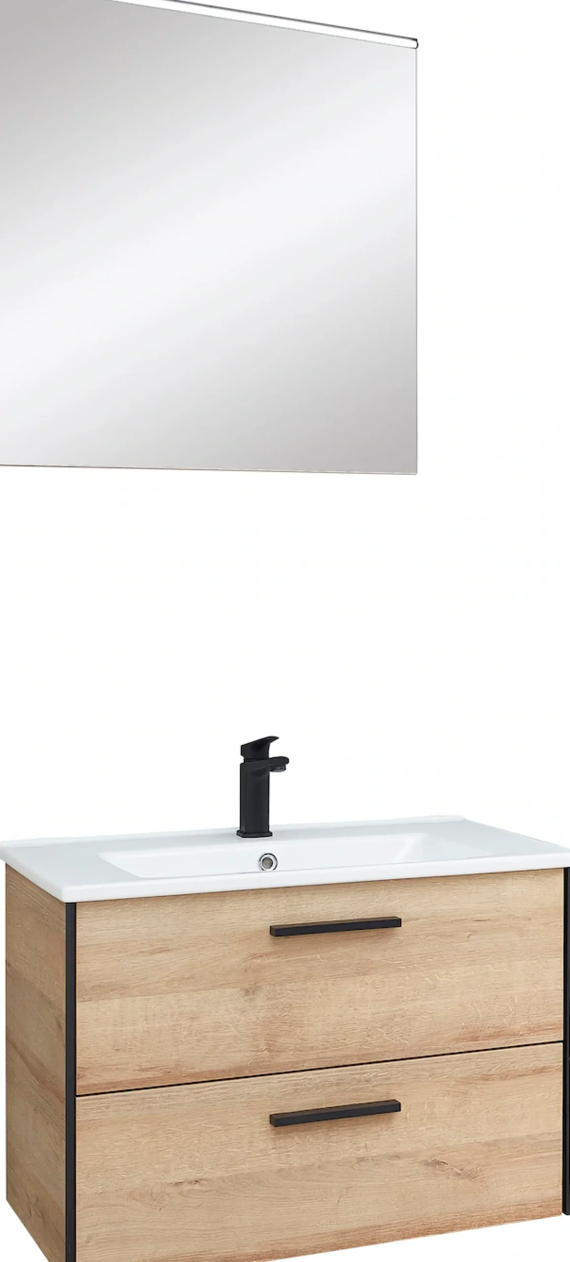 Saphir Badmöbel-Set »Quickset 395 2-teilig, Keramik-Waschtisch mit LED-Spiegel, 75 cm breit« 2 Stk. tlg.