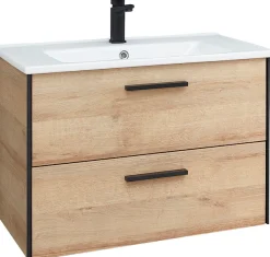 Saphir Badmöbel-Set »Quickset 395 2-teilig, Keramik-Waschtisch mit LED-Spiegel, 75 cm breit« 2 Stk. tlg.