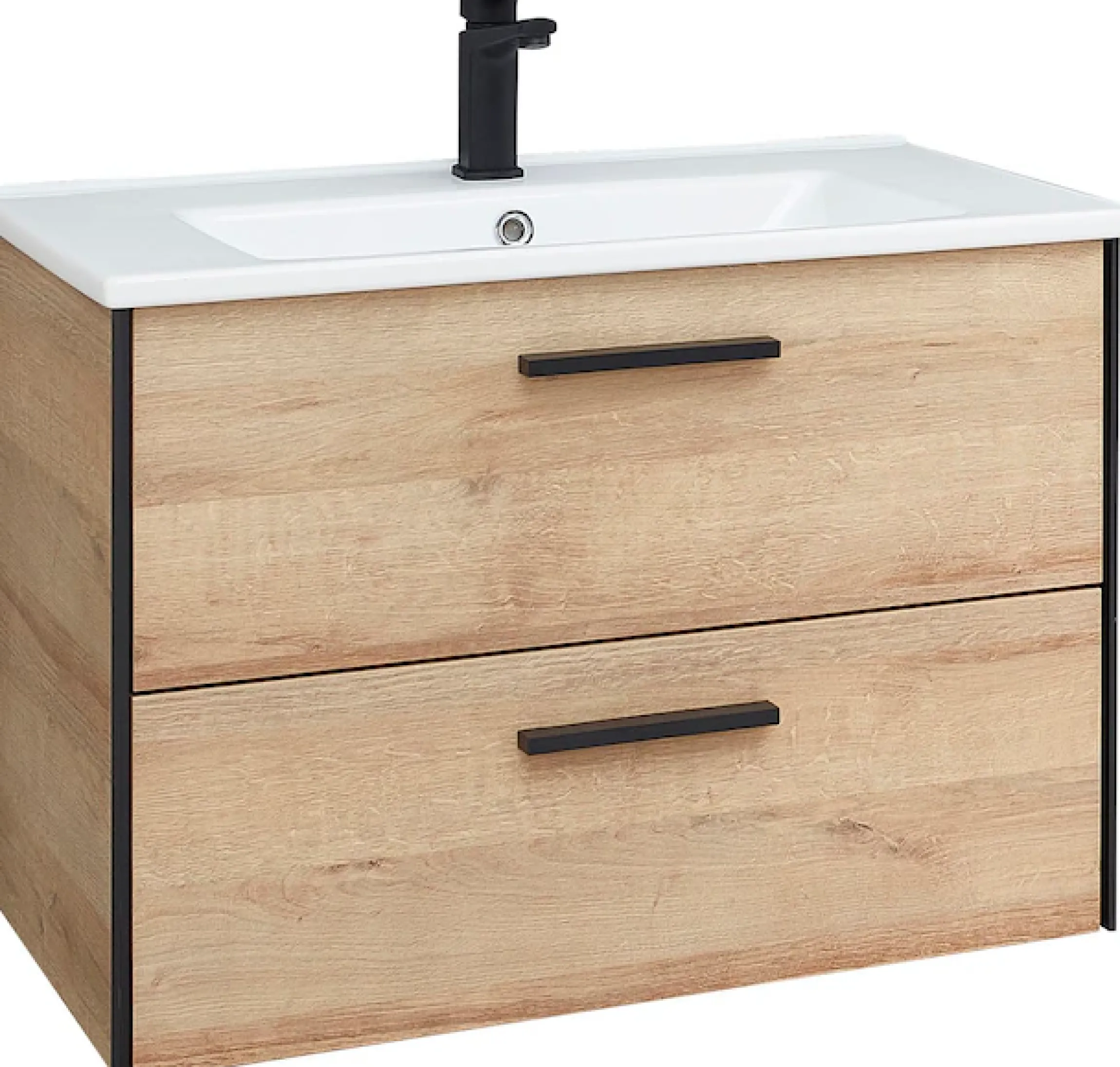 Saphir Badmöbel-Set »Quickset 395 2-teilig, Keramik-Waschtisch mit LED-Spiegel, 75 cm breit« 2 Stk. tlg.