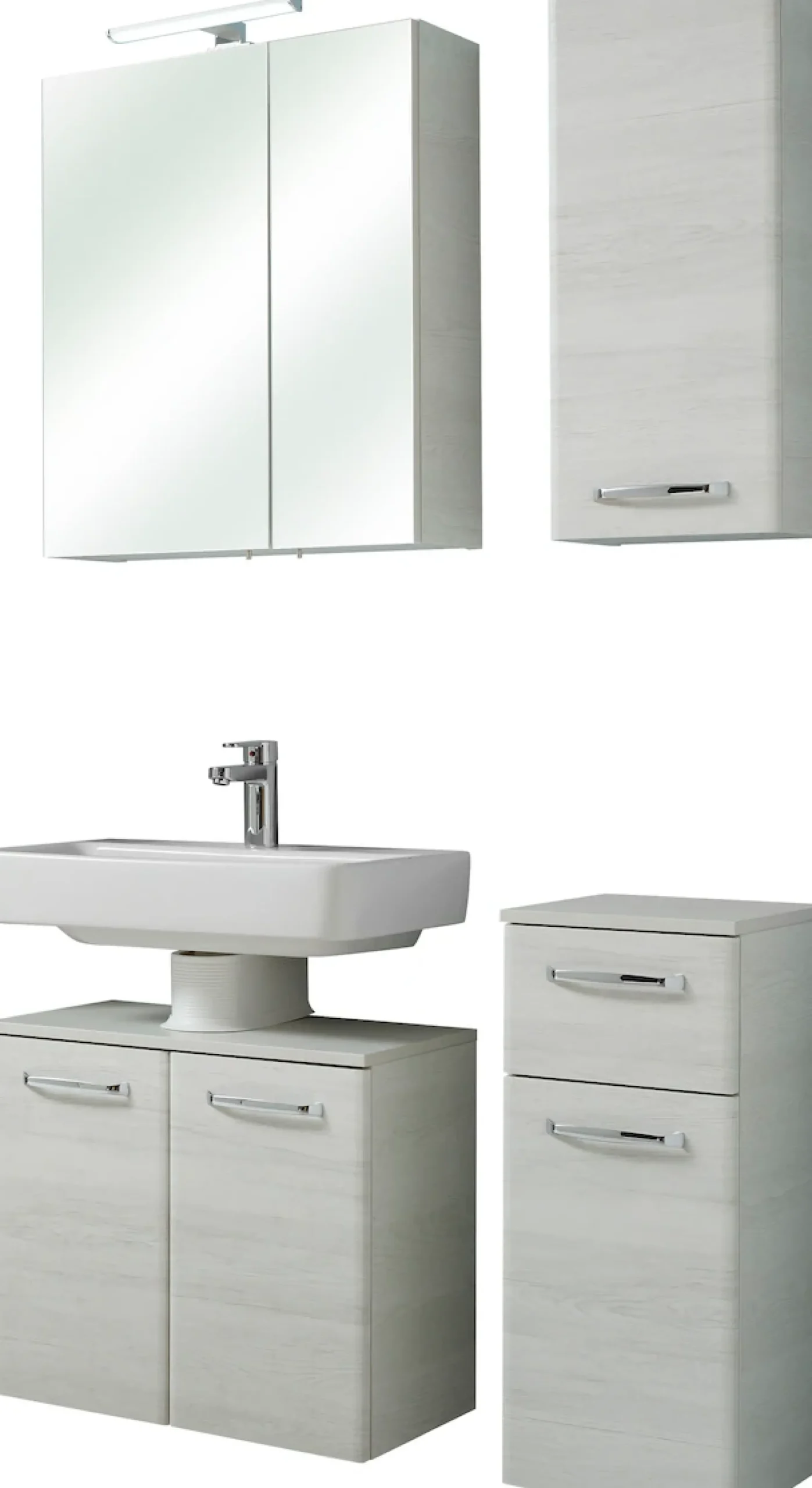Saphir Badmöbel-Set »Quickset 936 4-teilig, Waschbeckenunterschrank mit LED-Spiegelschrank« Set, 4 Stk. tlg.