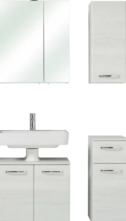 Saphir Badmöbel-Set »Quickset 936 4-teilig, Waschbeckenunterschrank mit LED-Spiegelschrank« Set, 4 Stk. tlg.
