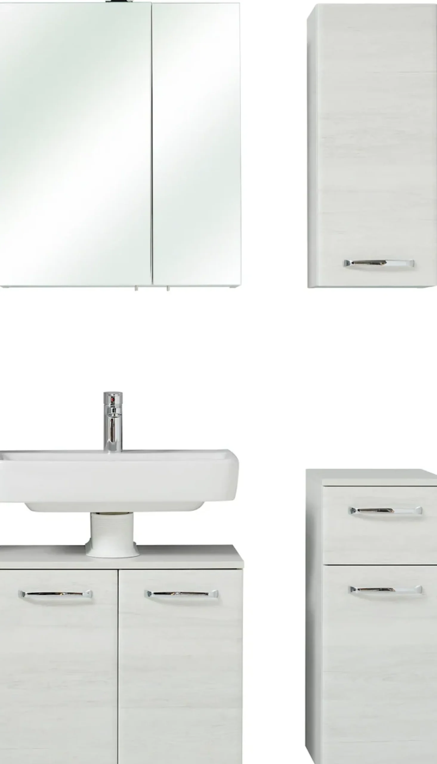 Saphir Badmöbel-Set »Quickset 936 4-teilig, Waschbeckenunterschrank mit LED-Spiegelschrank« Set, 4 Stk. tlg.