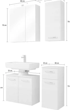 Saphir Badmöbel-Set »Quickset 936 4-teilig, Waschbeckenunterschrank mit LED-Spiegelschrank« Set, 4 Stk. tlg.