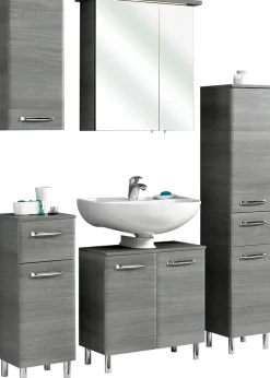 Saphir Badmöbel-Set »Quickset 328 5-teilig, mit Waschbeckenunterschrank, LED-Spiegelschrank« Set, 5 Stk. tlg.