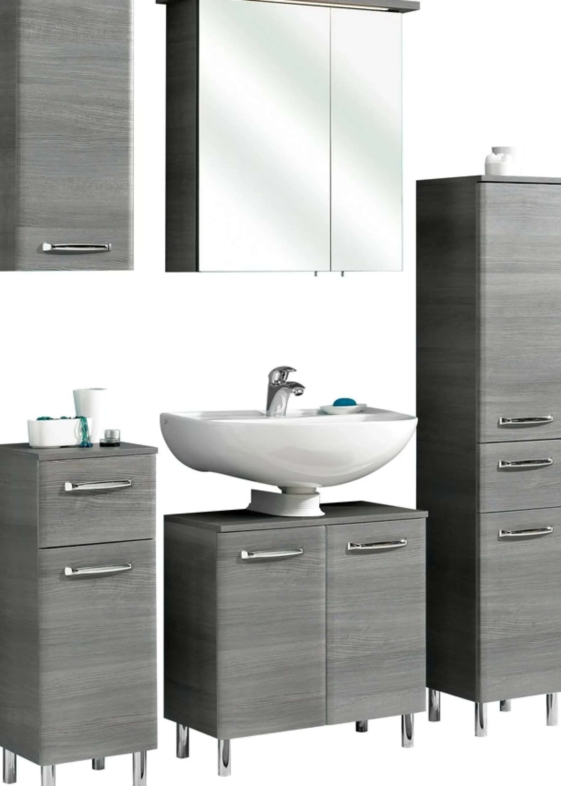 Saphir Badmöbel-Set »Quickset 328 5-teilig, mit Waschbeckenunterschrank, LED-Spiegelschrank« Set, 5 Stk. tlg.