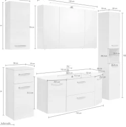 Saphir Badmöbel-Set »Quickset 936 5-teilig, mit Glaswaschbecken und LED-Spiegelschrank« Set, 5 Stk. tlg.