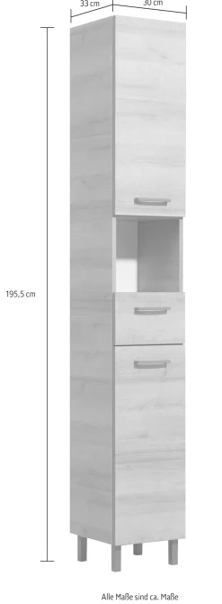 Saphir Badmöbel-Set »Quickset 919 5-teilig, Waschbeckenunterschrank mit LED-Spiegel« 5 Stk. tlg.