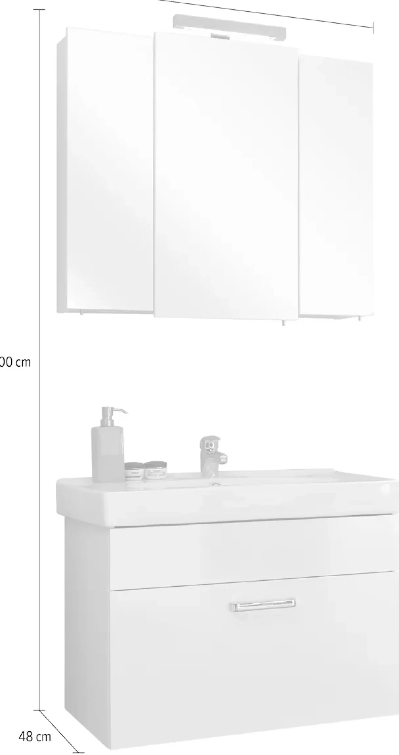 Saphir Badmöbel-Set »Quickset 2-teilig, Keramikwaschtisch mit LED-Spiegelschrank, Bad-Set« 2 Stk. tlg.