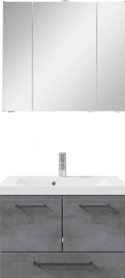 Saphir Badmöbel-Set »Quickset 945 2-teilig, Mineralmarmor-Waschtisch und LED-Spiegelschrank« 2 Stk. tlg.