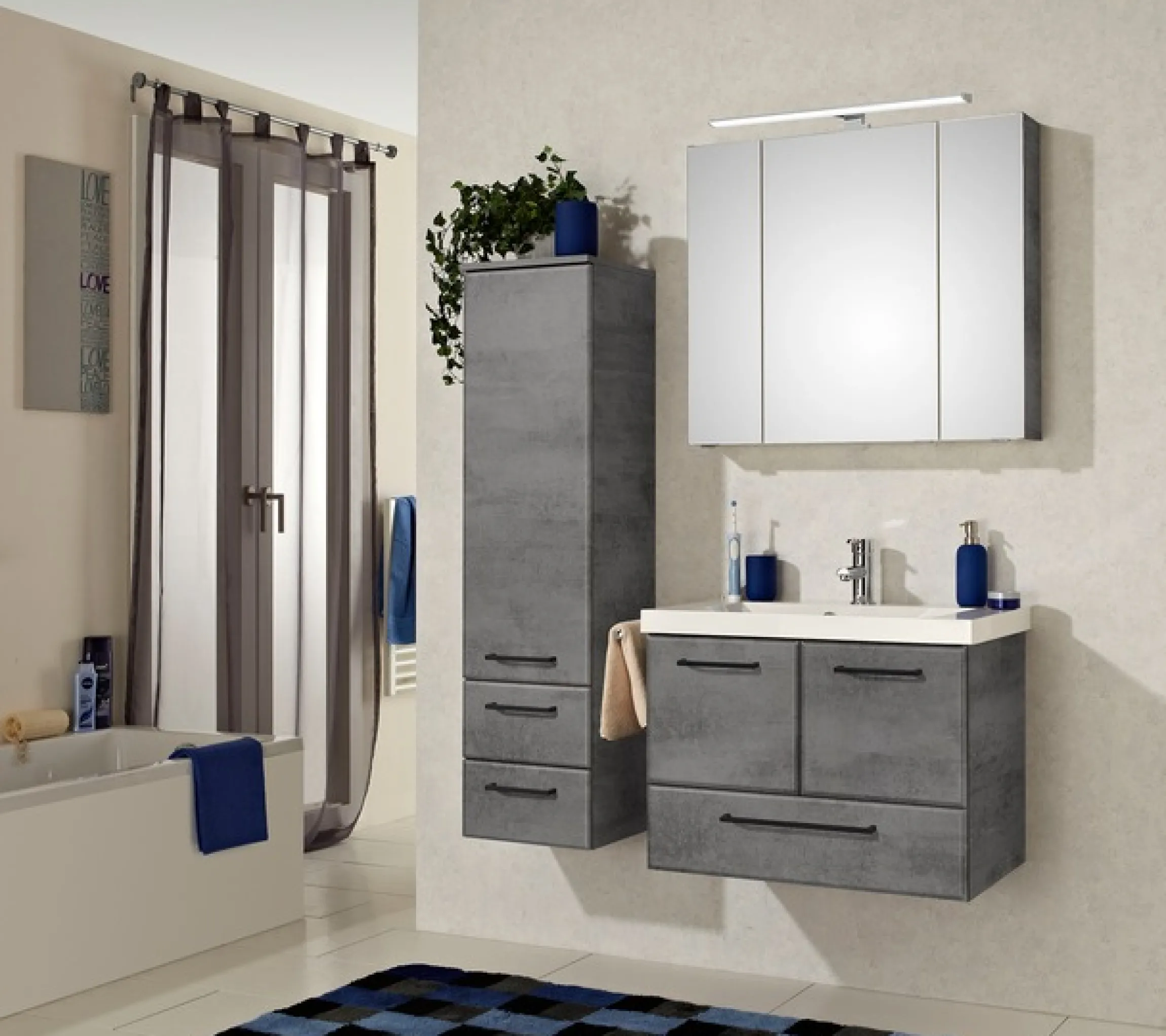 Saphir Badmöbel-Set »Quickset 945 2-teilig, Mineralmarmor-Waschtisch und LED-Spiegelschrank« 2 Stk. tlg.