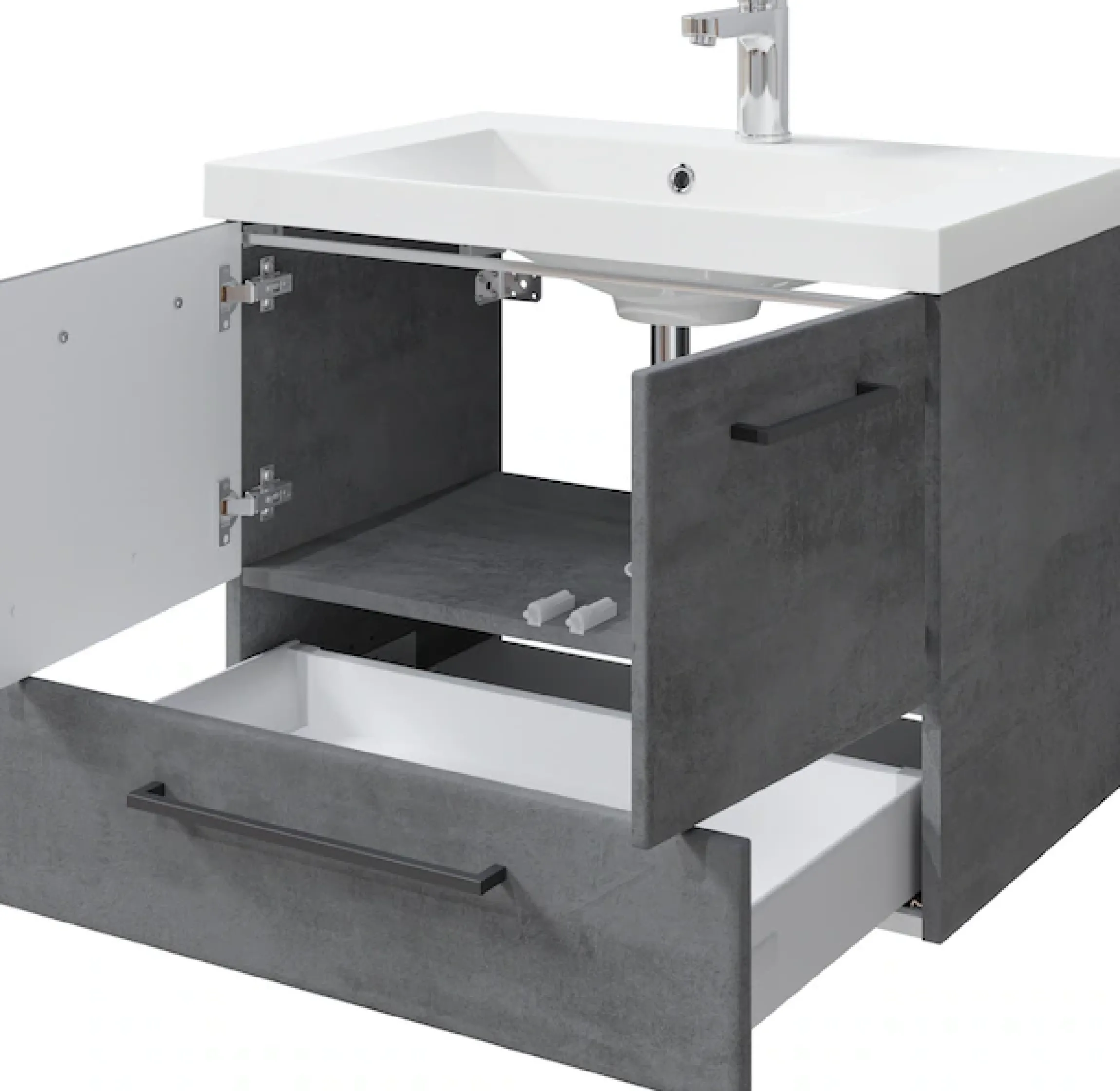 Saphir Badmöbel-Set »Quickset 945 2-teilig, Mineralmarmor-Waschtisch und LED-Spiegelschrank« 2 Stk. tlg.