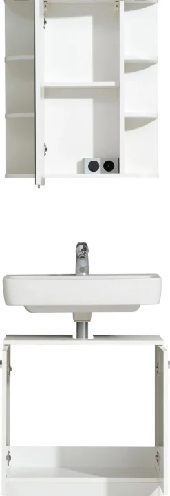 Saphir Badmöbel-Set »Quickset 335 2-teilig, Waschbeckenunterschrank mit LED-Spiegelschrank« 2 Stk. tlg.