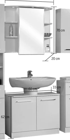 Saphir Badmöbel-Set »Quickset 335 2-teilig, Waschbeckenunterschrank mit LED-Spiegelschrank« 2 Stk. tlg.