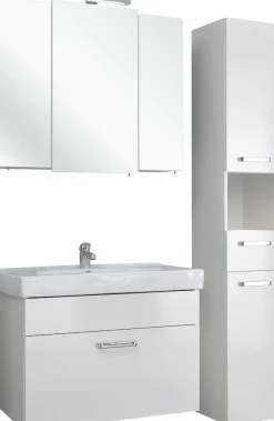 Saphir Badmöbel-Set »Quickset 3-teilig, Keramik-Waschtisch mit LED-Spiegelschrank, Bad-Set« 4 Stk. tlg.