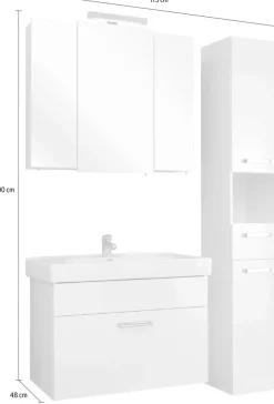 Saphir Badmöbel-Set »Quickset 3-teilig, Keramik-Waschtisch mit LED-Spiegelschrank, Bad-Set« 4 Stk. tlg.