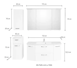 Saphir Badmöbel-Set »Quickset 326, 5-teilig, mit Mineralmarmorwaschtisch« 5 Stk. tlg.