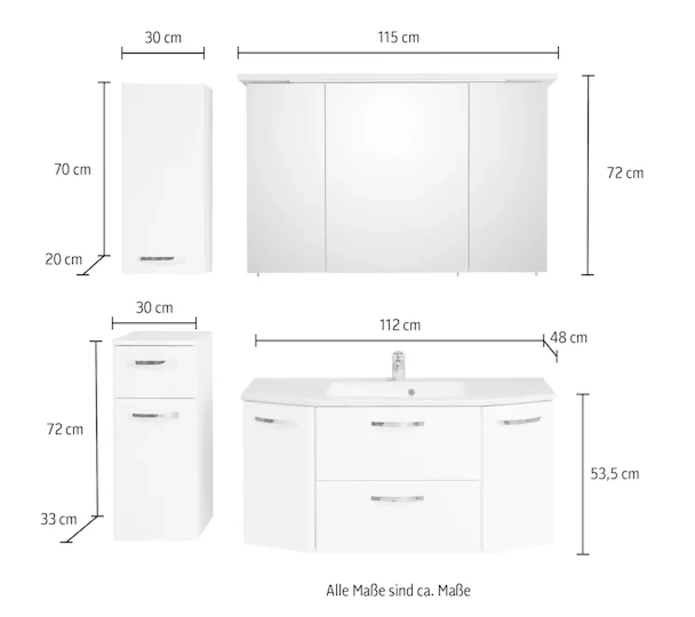 Saphir Badmöbel-Set »Quickset 326, 5-teilig, mit Mineralmarmorwaschtisch« 5 Stk. tlg.
