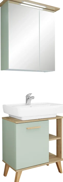 Saphir Badmöbel-Set »Quickset 2-teilig, Waschbeckenunterschrank mit LED-Spiegelschrank« 2 Stk. tlg.