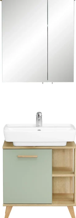Saphir Badmöbel-Set »Quickset 2-teilig, Waschbeckenunterschrank mit LED-Spiegelschrank« 2 Stk. tlg.