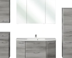 Saphir Badmöbel-Set »Quickset 5-teilig, Mineralmarmor-Waschtisch und LED-Spiegelschrank« 6 Stk. tlg.
