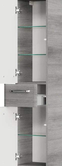 Saphir Badmöbel-Set »Quickset 5-teilig, Mineralmarmor-Waschtisch und LED-Spiegelschrank« 6 Stk. tlg.