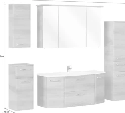 Saphir Badmöbel-Set »Quickset 5-teilig, Mineralmarmor-Waschtisch und LED-Spiegelschrank« 6 Stk. tlg.