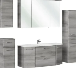 Saphir Badmöbel-Set »Quickset 5-teilig, Mineralmarmor-Waschtisch und LED-Spiegelschrank« 6 Stk. tlg.
