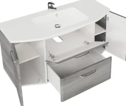 Saphir Badmöbel-Set »Quickset 5-teilig, Mineralmarmor-Waschtisch und LED-Spiegelschrank« 6 Stk. tlg.
