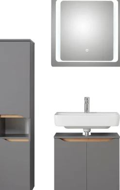 Saphir Badmöbel-Set »Quickset 3-teilig, Waschbeckenunterschrank mit LED-Spiegel« 3 Stk. tlg.